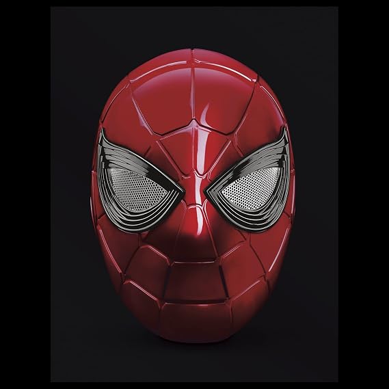 Spider-Man Marvel Legends Series Iron Spider Electronic Helmet with Glowing Eyes, 6 Light Settings and Adjustable Fit , Red