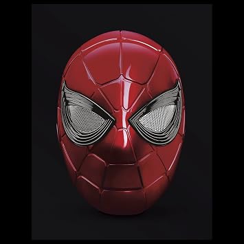 Spider-Man Marvel Legends Series Iron Spider Electronic Helmet with Glowing Eyes, 6 Light Settings and Adjustable Fit , Red