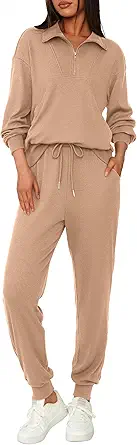 BTFBM Women's 2 Piece Tracksuit Fall Outfits 2025 Long Sleeve Half Zip Sweatshirt Sweatpants Lounge Set Sweatsuits