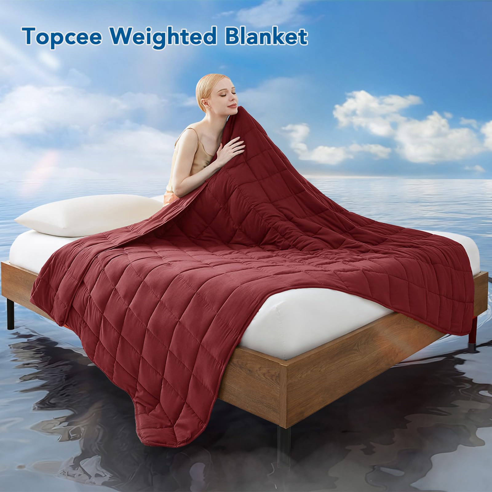 Topcee Coperta ponderata (11,3 kg, 223,5 x 264,2 cm, per letto king size) e traspirante, pesante, in microfibra con perline di vetro, grande, per letti king size e California