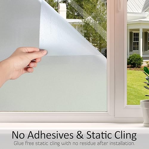 Miniatura 7 de HIDBEA película de privacidad para ventana, protección UV, control de calor, no adhesiva, reutilizable, traslúcida, para el hogar, la oficina o el
