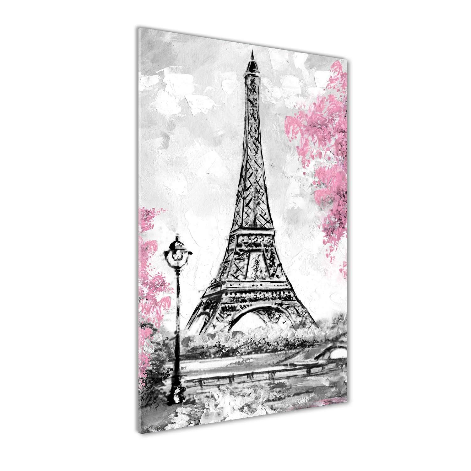 Tour Eiffel Paris tableau sur verre 60x120 cm panoramique rose