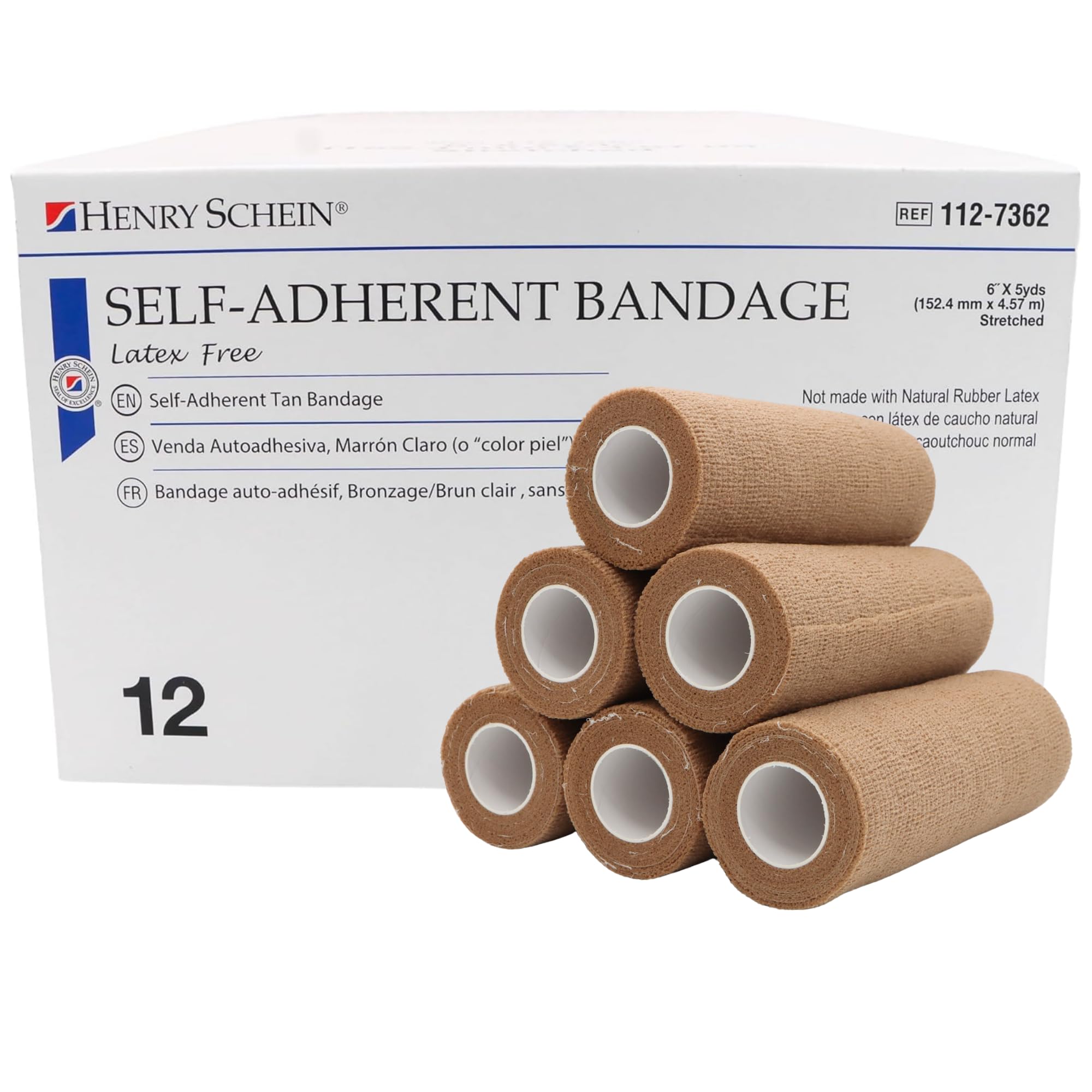 Henry Schein Self-Adherent Bandage, 6" x 5 Yds, Tan, Contains Latex, 12 Ct — Amazon image 8