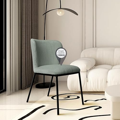 Miniatura 10 de Juego de 2 sillas de comedor, sillas tapizadas sin brazos para cocina y comedor, color beige