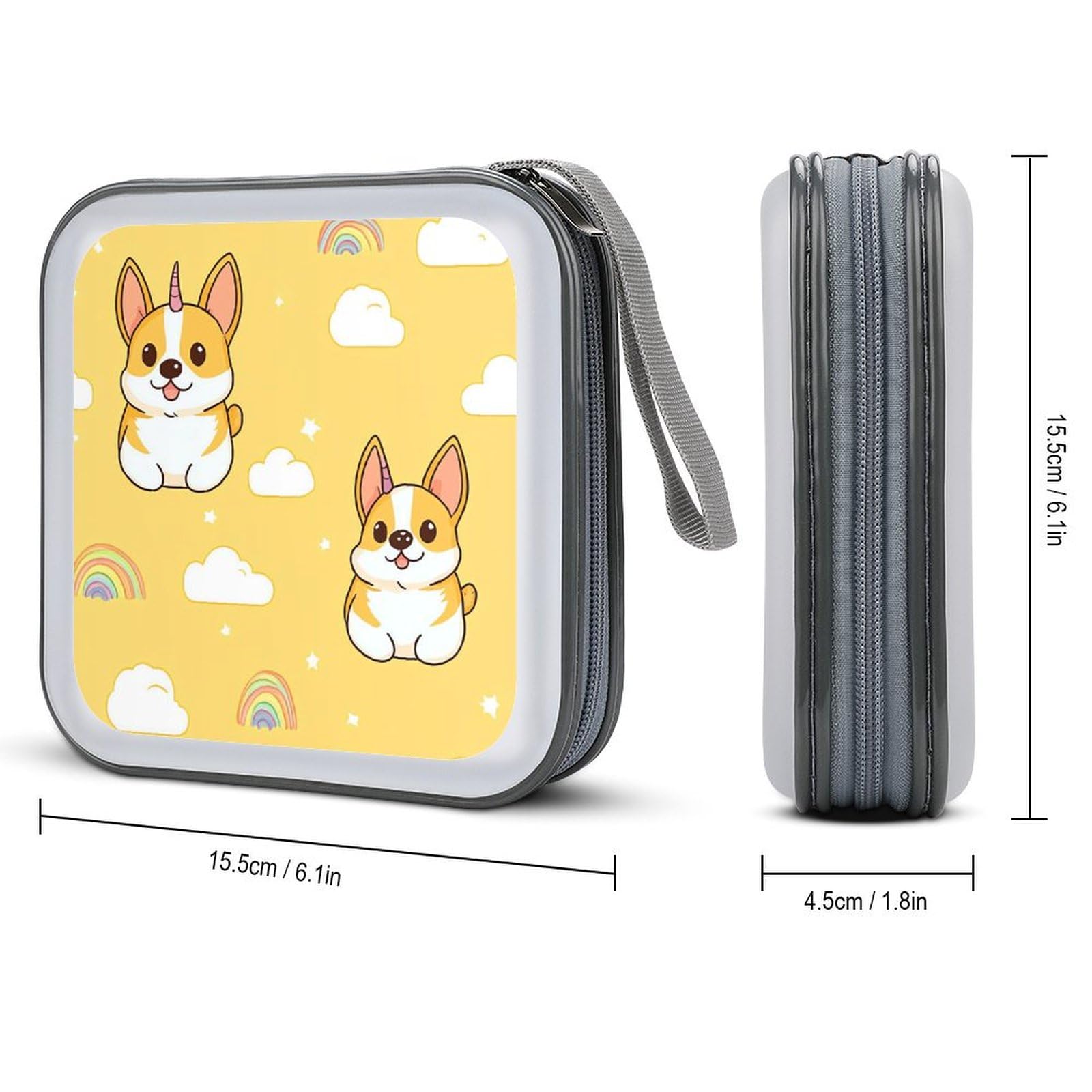 Corgi Dog CD Case Plastic DVD Case Holder Wallet Disc Storage Organizer for Car Travel