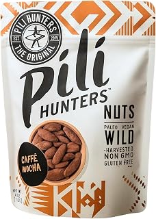 Pili Hunters - Wild Sprouted Pili Nuts - Caffè Mocha 4 oz Bag - Raw Cacao, Organic Coconut Sugar & Real Coffee for Smooth Mocha Crunch - Keto, Paleo & Vegan Snacks - Non-GMO & Gluten Free Pilli Nuts