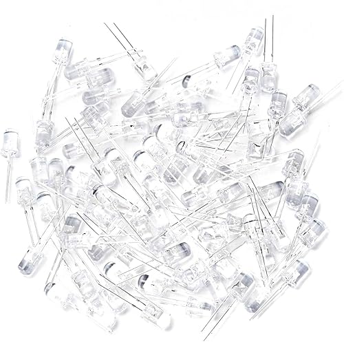 Miniatura 10 de 100 unidslote Transparente Redondo 0.197 in 3V Super Brillante Agua Claro Verde Rojo Blanco Amarillo Azul Bombillas LED Diodo Emisor F5 (Blanco)