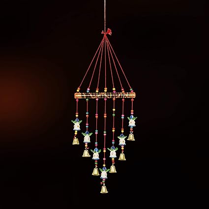 DreamKraft Kalash Design Hanging Wood Wind Chime (77 CM, White)