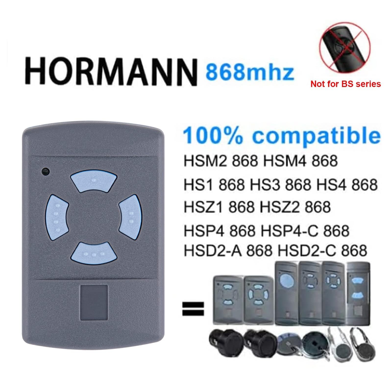 2 Stück Garagentoröffner Fernbedienung für Hörmann Handsender HSM4-868, 4-Befehl 868,3MHz komlatible mit Hörmann SupraMatic, ProMatic, RotaMatic, LineaMatic