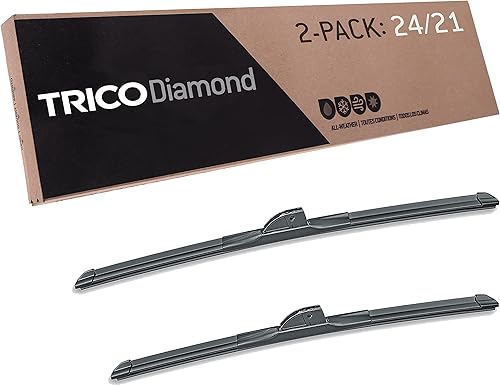 TRICO Diamond - Paquete de 2 limpiaparabrisas de repuesto de 24 y 21 pulgadas para automóvil, de alto rendimiento (25-2421), fácil instalación y
