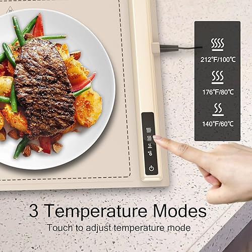 Miniatura 2 de Tapete de calentamiento mejorado para alimentos con temperatura ajustable, bandeja de calentamiento eléctrica portátil, calentador de alimentos de