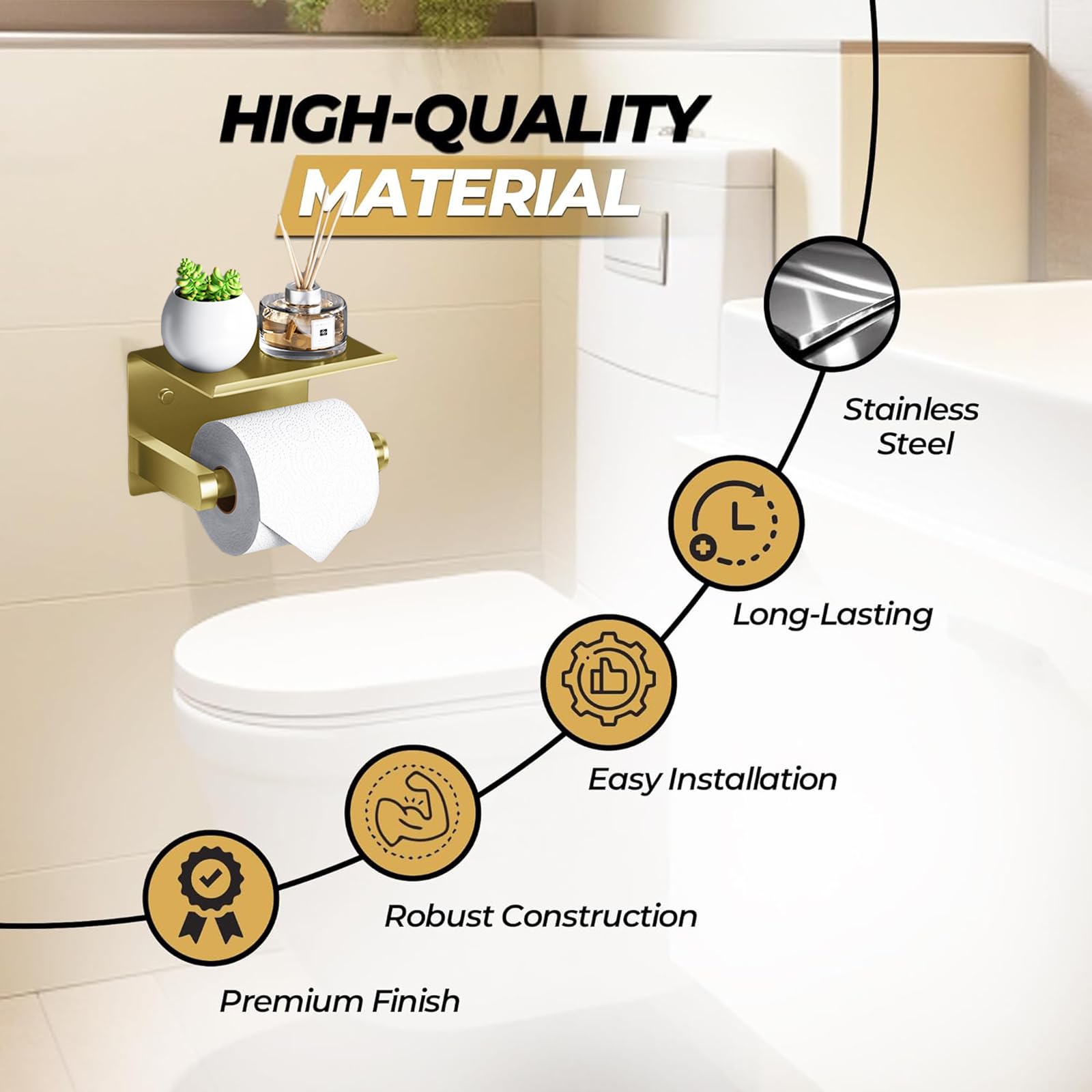 Support Mural Pour Rouleau De Papier Toilette En Acier Inoxydable Pour