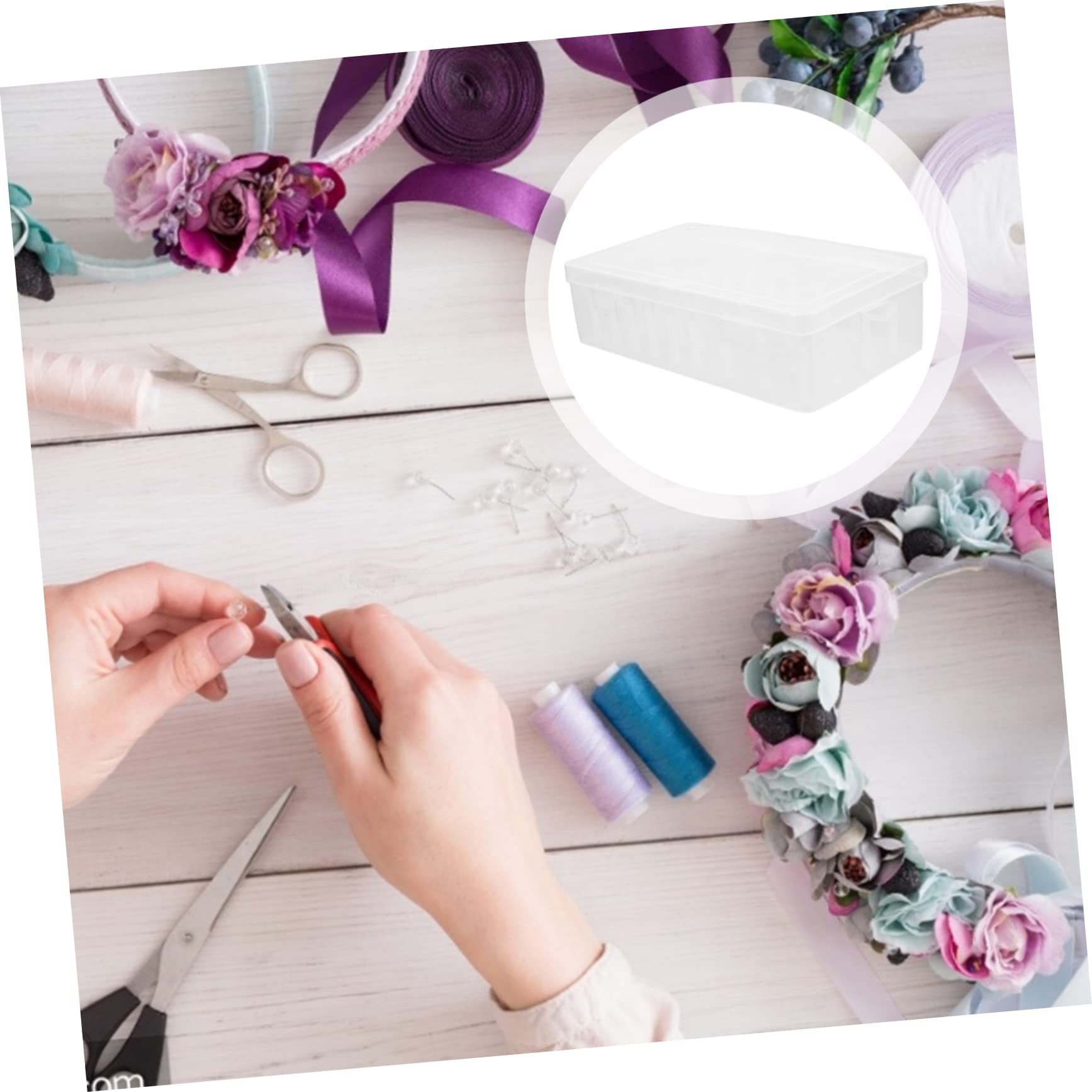 ARTIBETTER 42 Slots Transparent Sewing Thread Holder Case Box Durable Storage for Thread Spools Portable and Lightweight Lock Keep Clean for Crafting and Organization