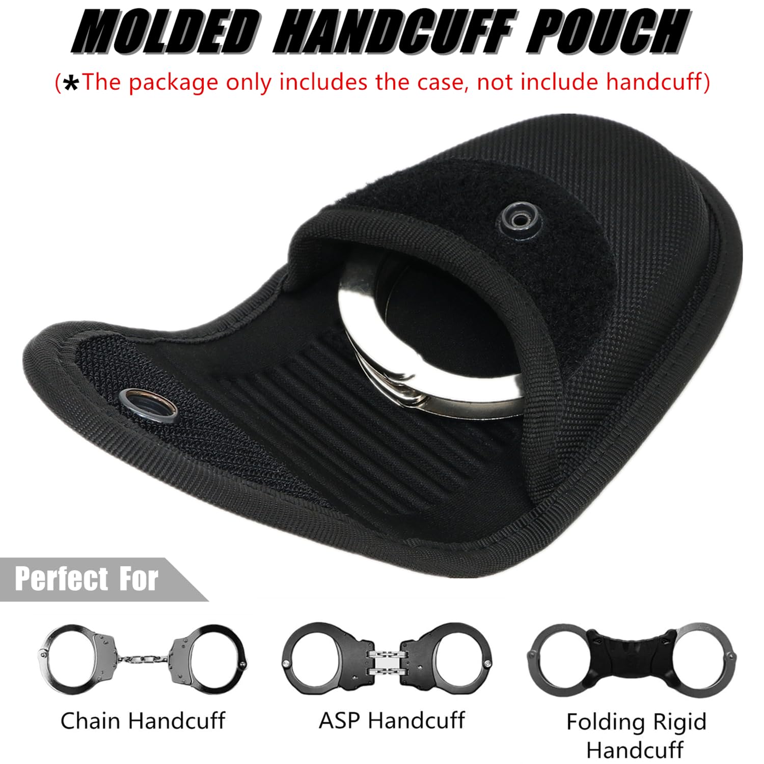Resistente fondina tattica per manette, chiusura a scatto, custodia modellata per manette con cerniera e catena, manette per cintura di sicurezza, giubbotto di sicurezza per forze dell'ordine