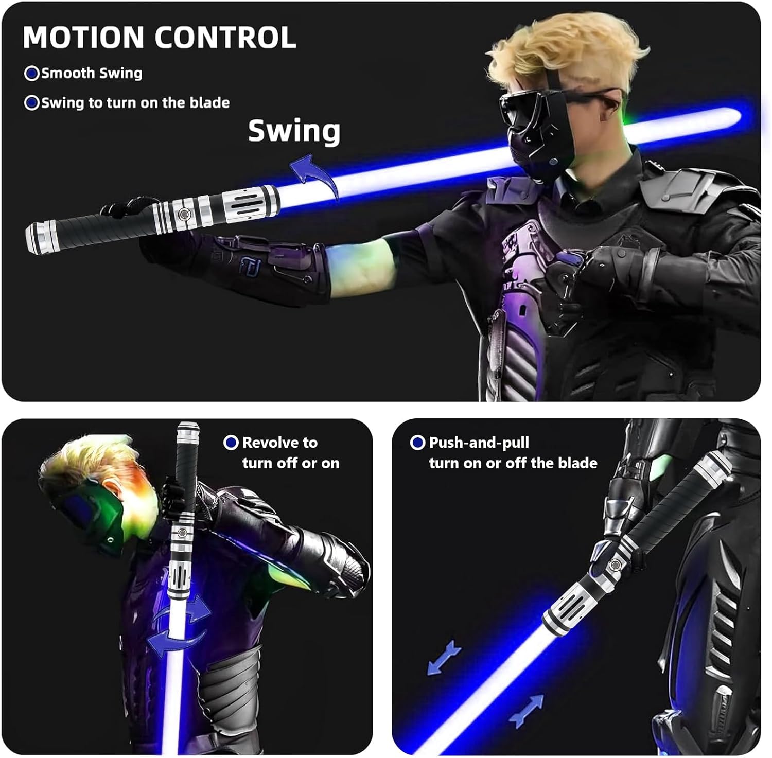 Pro Lightsaber, 12 RGB Colors 16 FX Sound Fonts, Motion Control, Dueling Light Saber with Tubogas Metal Hilt and Repalceable Blade, Adults Lightsabers Gift, Halloween Cosplay Props(42.28Inch)