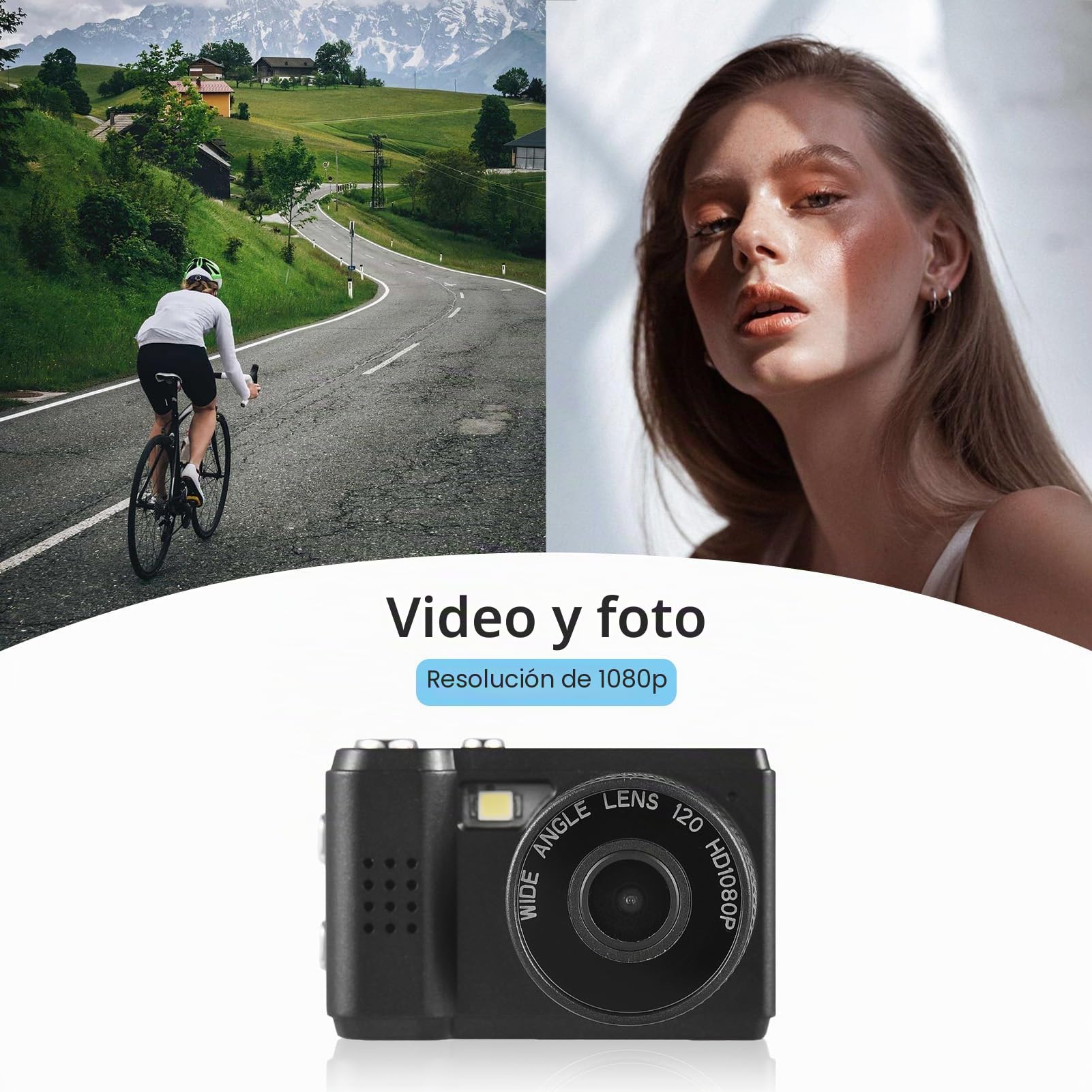 Cámara digital mini Andoer, cámara compacta digital 1080P, cámara fotográfica con batería incorporada y pantalla LCD con flash para niños, adolescentes, adultos mayores, principiantes