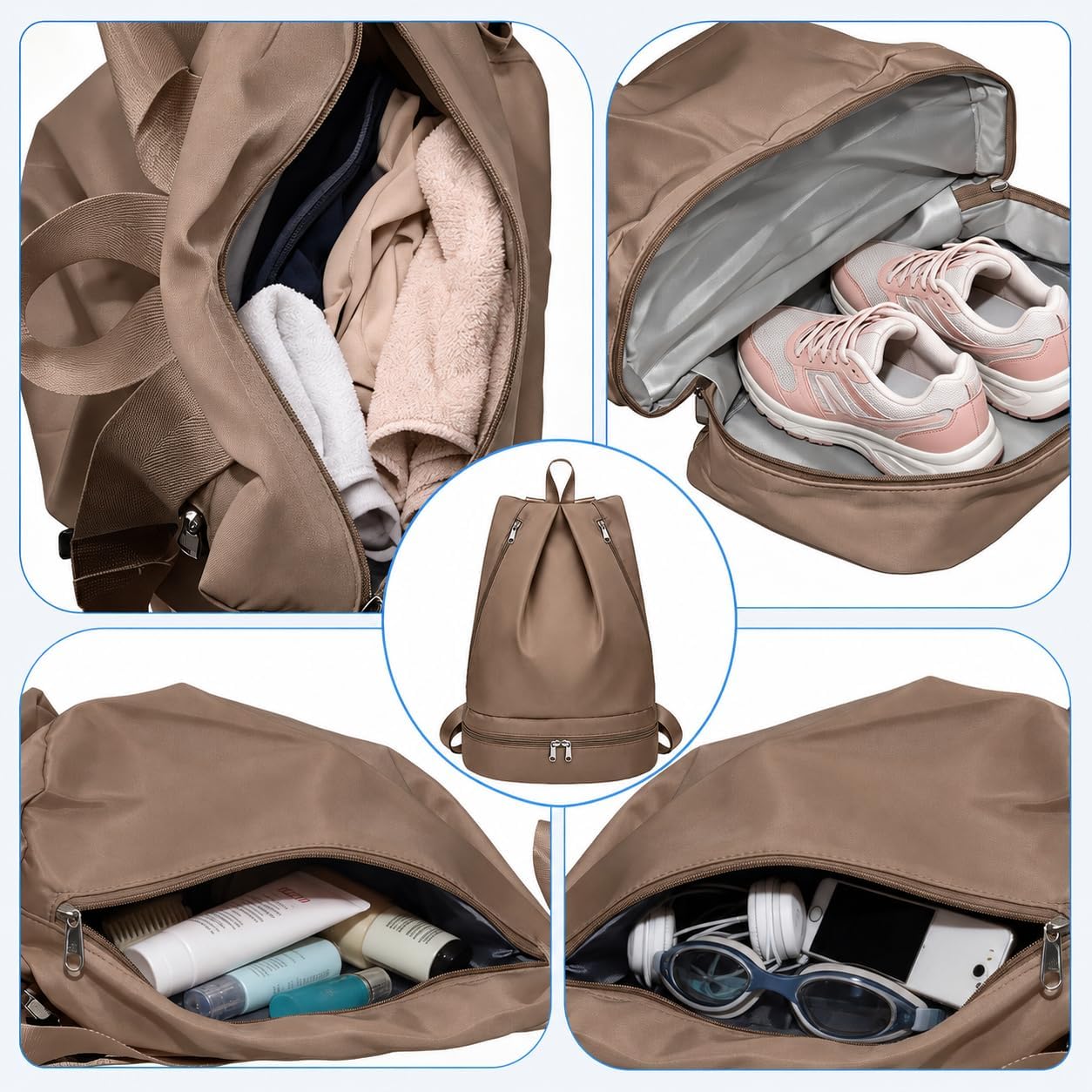 Waterproof Gym Bags with Wet Pocket & Separate Compartment image 3