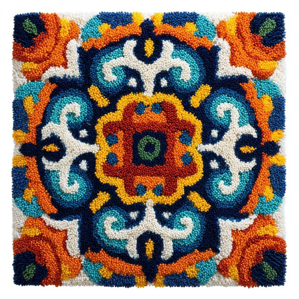 Taxpy DIY Latch Hook Kits, Floral Pattern Needlework Pillow Cover 43x43cm DIY Hooks Knitted Embroidered Carpet Pillow Embroidery Latch Hook Carpet Kit