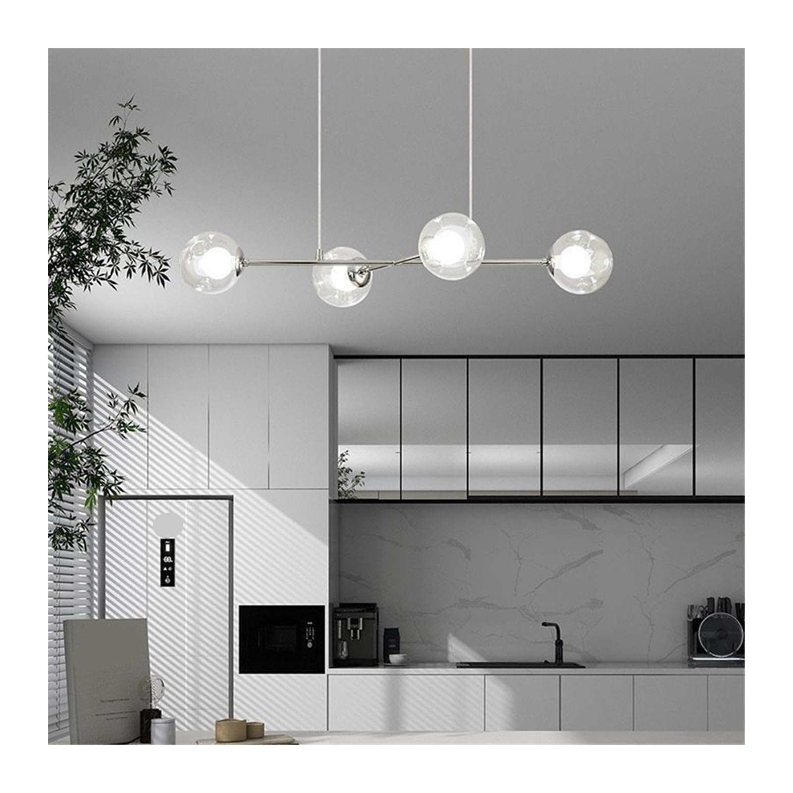 Lustre moderne nordique en verre transparent luminaire suspension 80cm