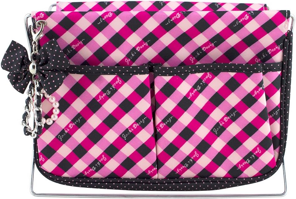 Jacki Design Large Retro Plaid Magazine Holder, Hot Pink