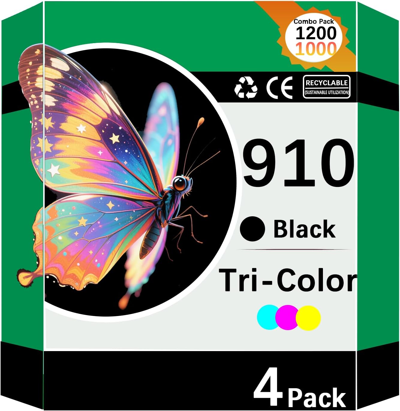910XL 910 Ink Cartridges Replacement for 910XL 910 Ink Cartridges Combo Pack Work for OfficeJet 8010 8015 8018 8022 OfficeJet Pro 8020 8025 8028 8035 Printers (4 Pack)