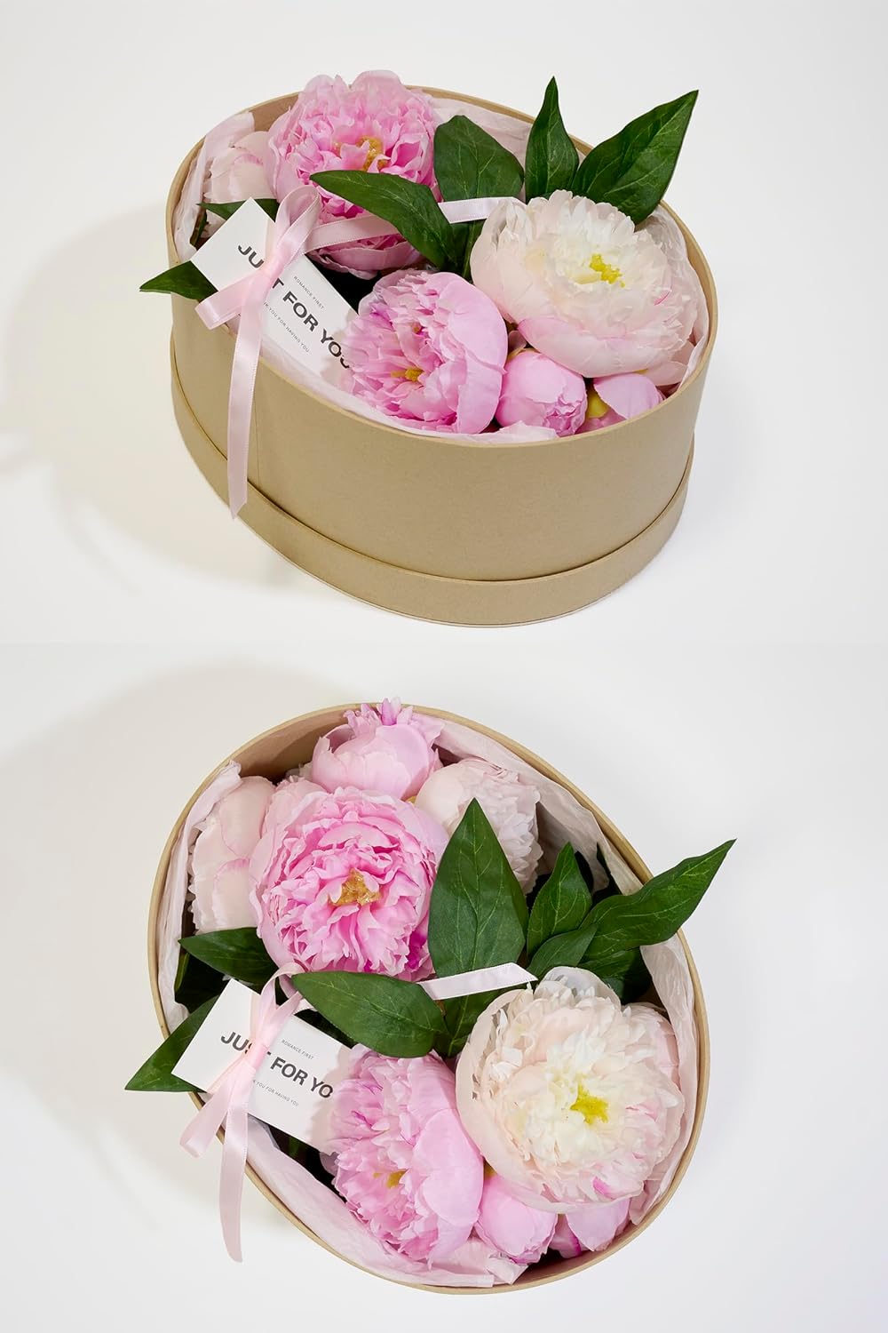 Peonies Artificial Flowers, Silk Pink Peony 2 Bouquets for Wedding, Faux Peony Flowers, Real Touch Peonies,Silk Flower Bouquet Peony Gift Box (Pink)