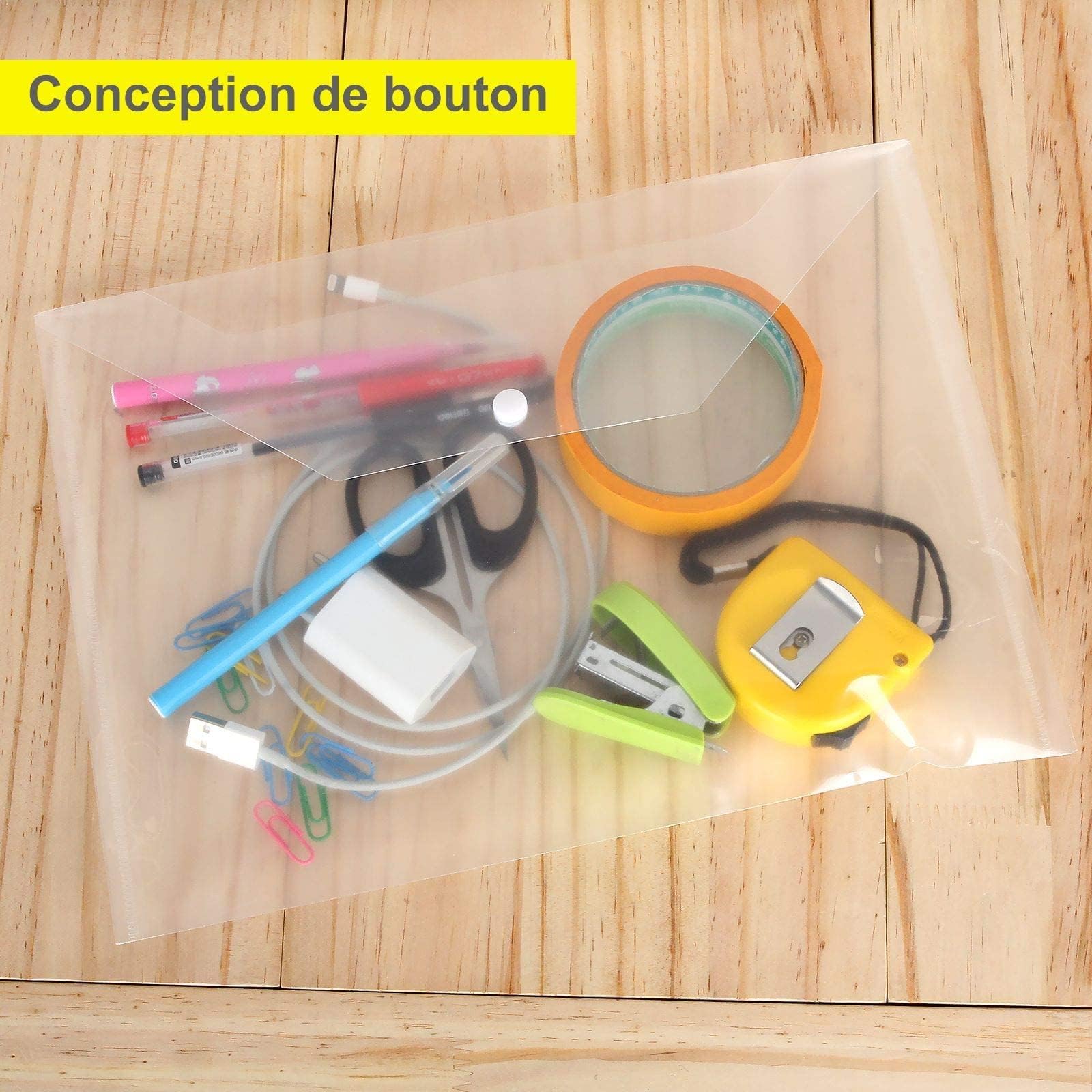 ASelected 40 Stück Dokumentenmappe mit Druckknopf A4 Dokumententasche Transparent Sichttasche Sammelmappe A4 Druckknopf für Organizer Dokumente