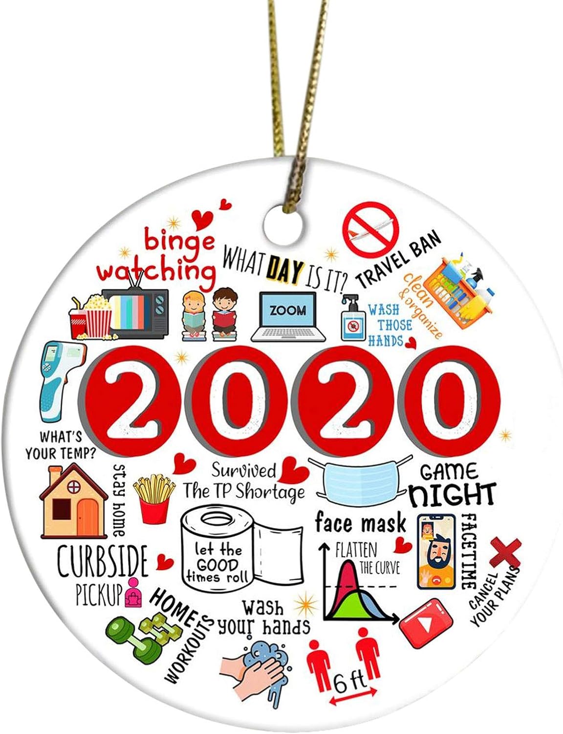 UpdateClassic Christmas Ornament 2020/XMAS Decorations 2020 Year to Forget Christmas Ornament 2020 Santa Claus Ornaments Covid_Christmas Ornament Peace & Happiness Decorations