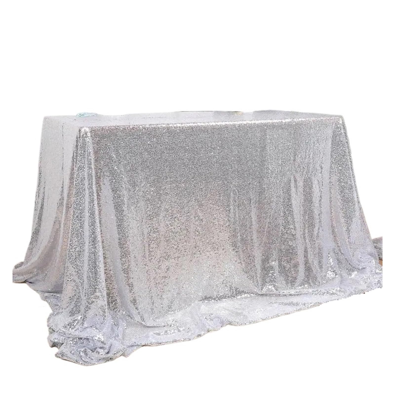 EKalgretrA Sequin Tablecloth Large Size Wedding Sequin Tablecloths Banquet Stage Background Tablecloth Birthday Party Decoration Glitter Fabric(Silver tablecloth,300x130cm 1pcs)