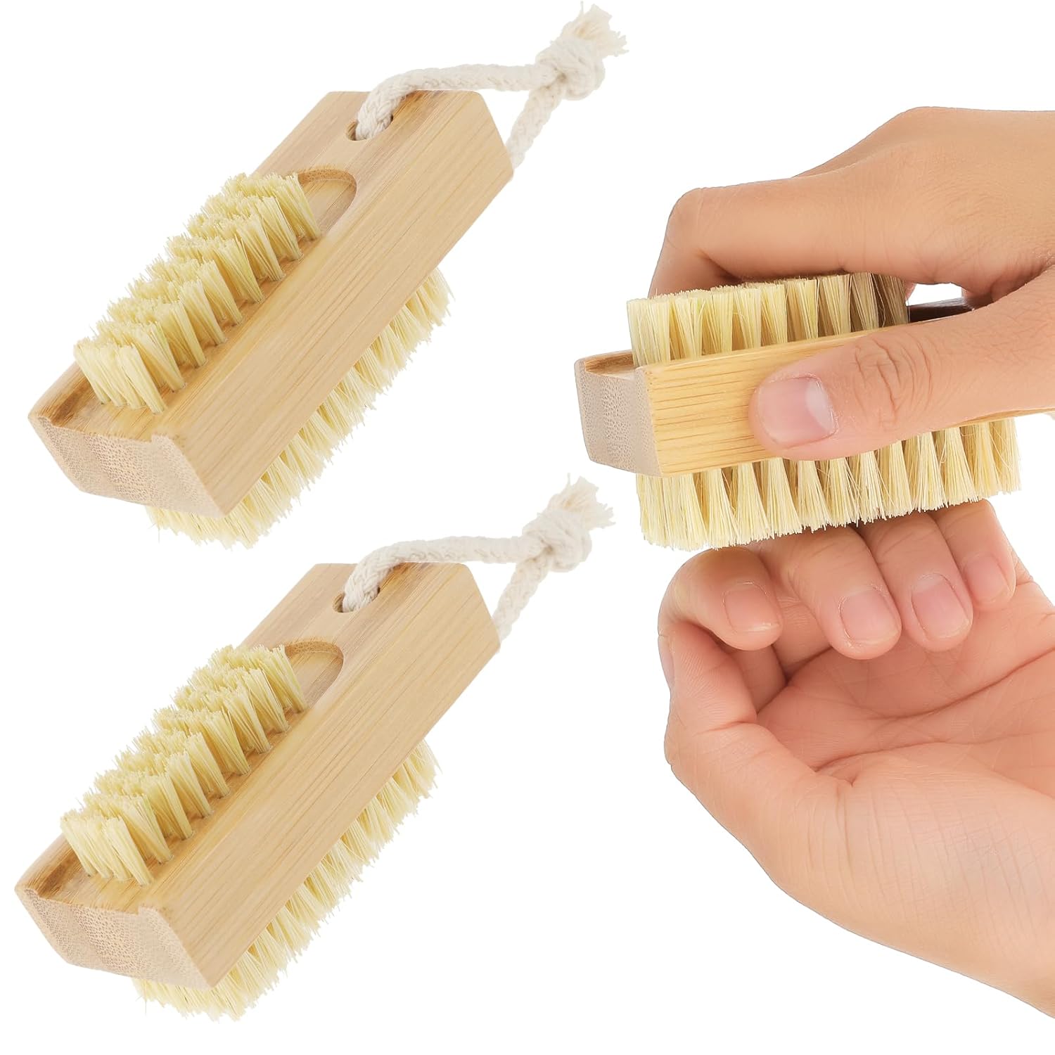 Amabro 2 PCS Wood Nail Brush, Nail Scrub Brush for Cleaning