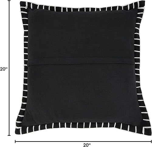 Miniatura 7 de SARO LIFESTYLE Classic Charm - Almohada gruesa con relleno de poliéster, color negro, 12 x 20 pulgadas