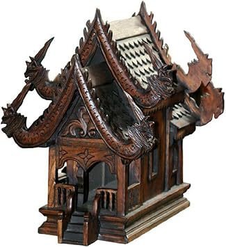 GABUR Thai Spirit House Large14 Sanpraphum Large Actual Size Thai Buddhist Wood Carving for Spiritual Haunted Spirit House Temple,