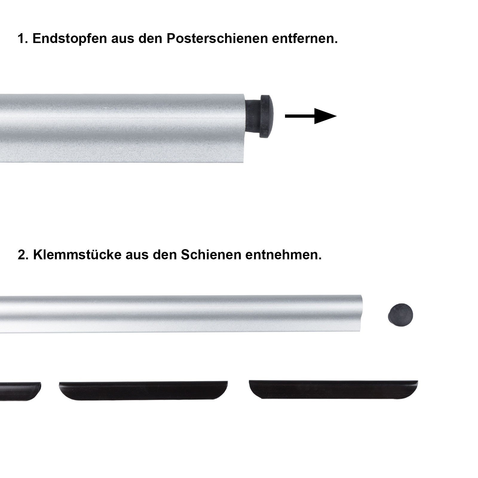 Leha Posterschienen, Posterclip, Plakatschienen Set 140cm Aluminium Eleganz