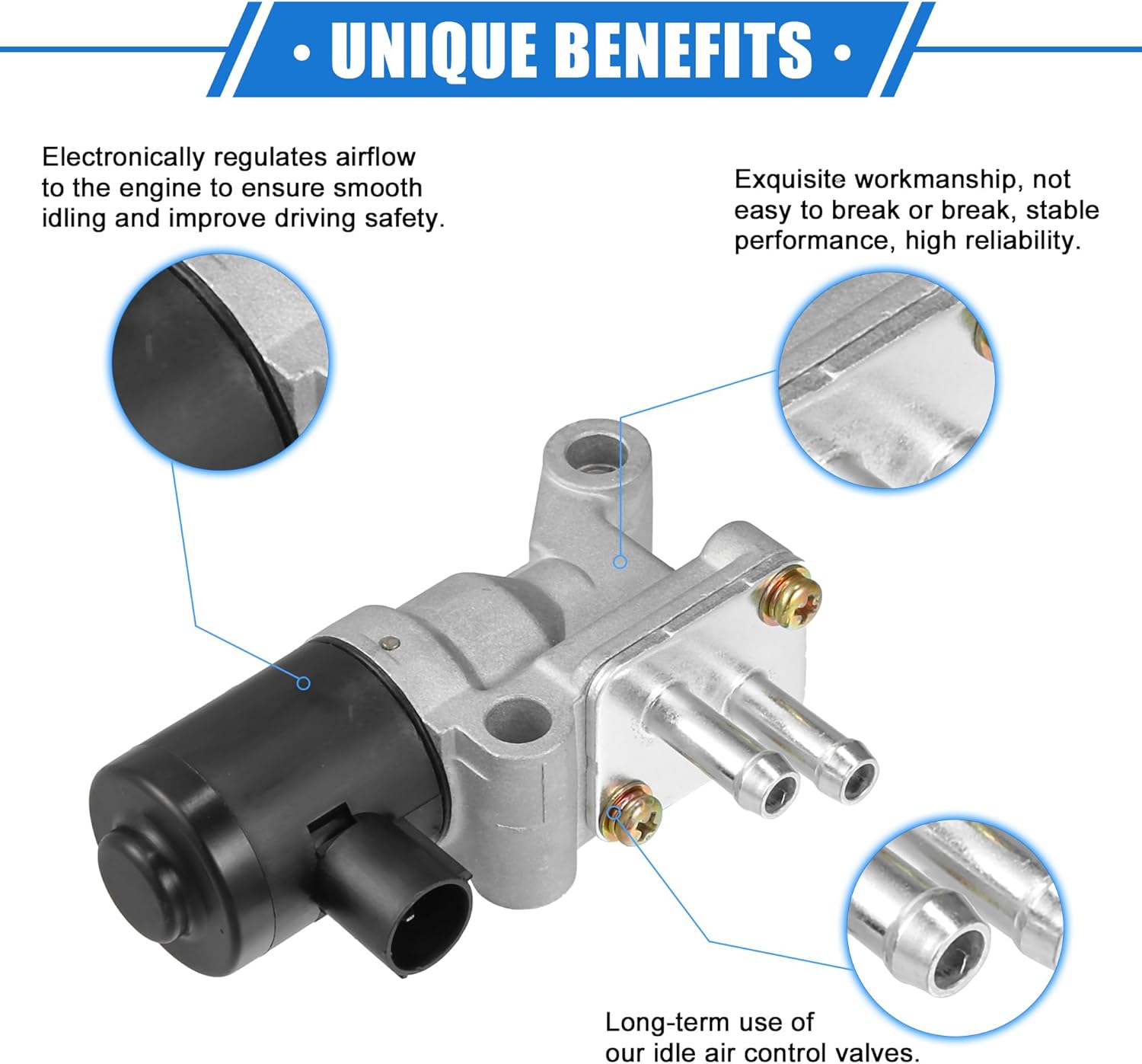 Idle Air Control Valve Compatible for Honda Civic 1992-1995, Durable Metal Silver Tone Idle Control Valve with Gasket