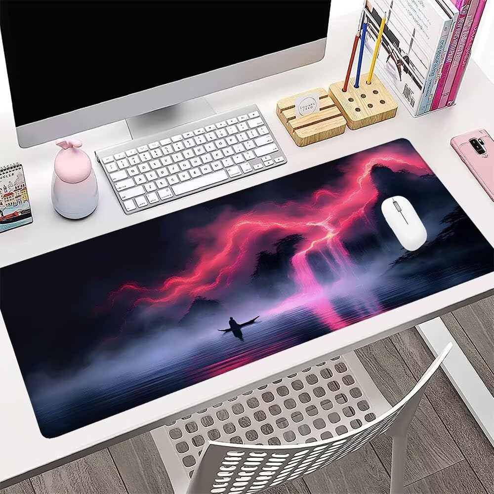 Alfombrilla de Mouse para Juegos, Nero, XXL, Antideslizante, Impermeable, Diseño de Montagna, Extendido, Grande, 1200x600x3mm, para PC, Laptop, Ufficio, Famiglia d-446