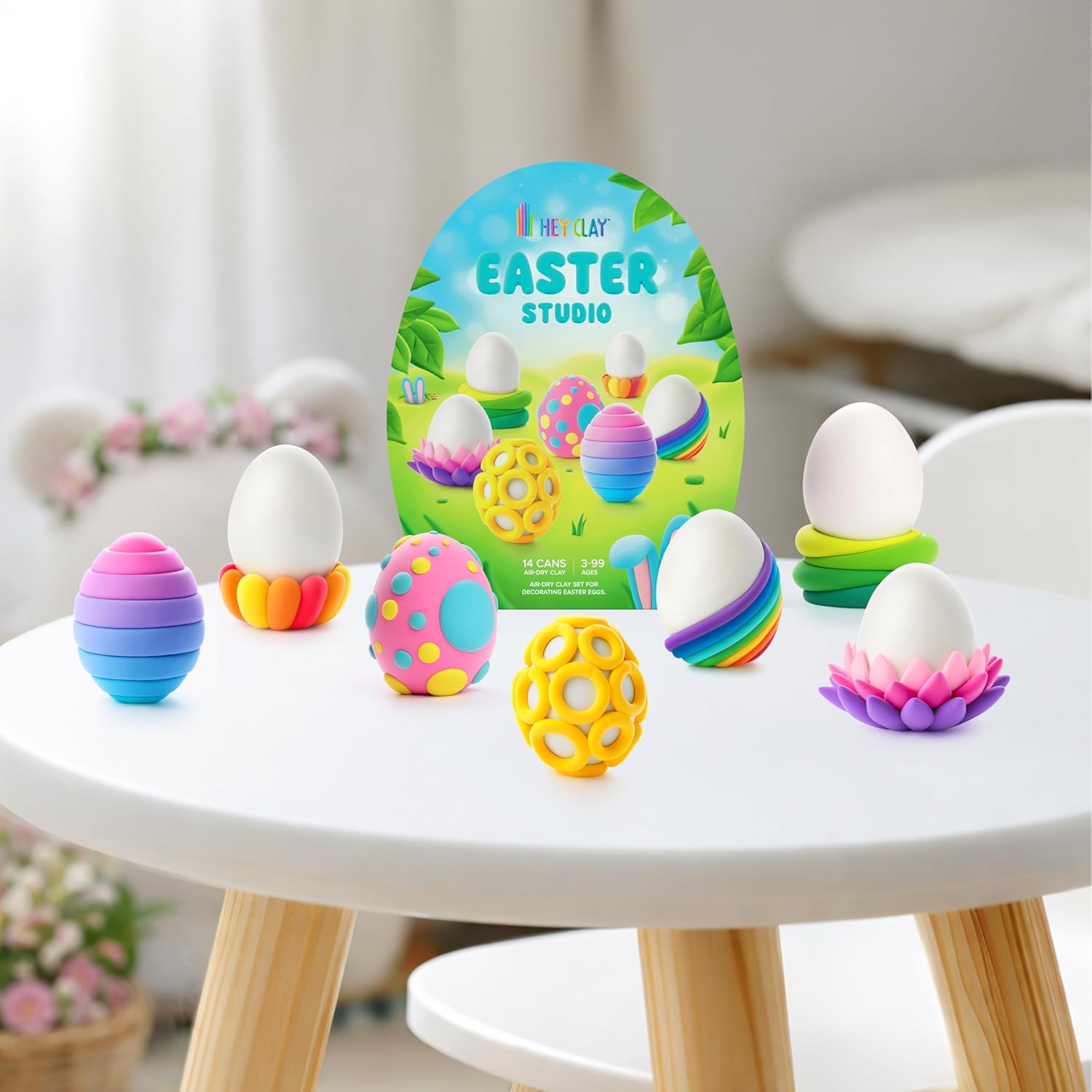Hey Clay Easter Studio - Easter Themed Arts & Crafts Air Dry Clay Kit for Kids Ages 6 to 11