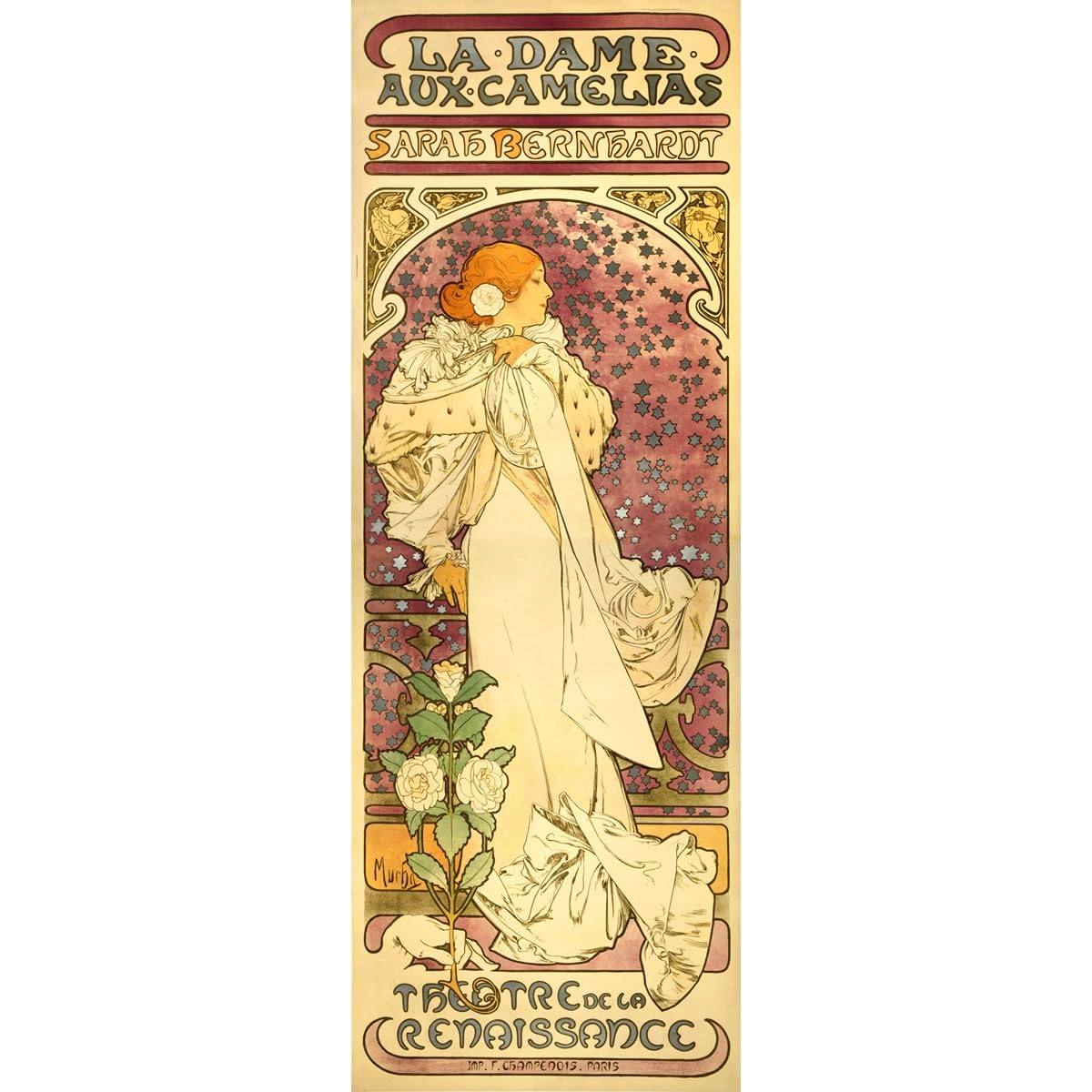 Art déco La Dame Aux Camelias Mucha impression grand format