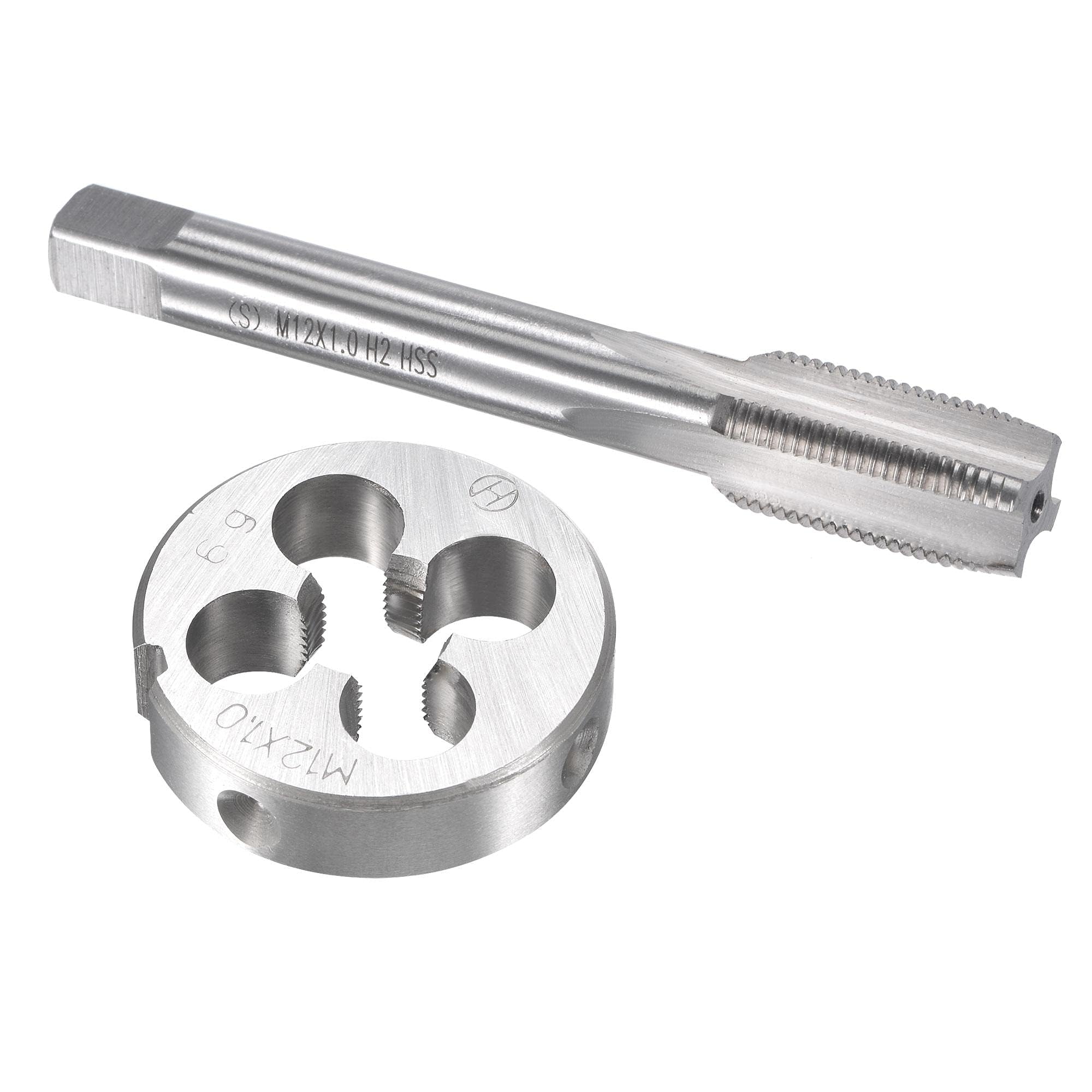 TA-VIGOR M12 x 1mm Metric Tap and Die Set, Machine Thread Screw Tap with Round Threading Die