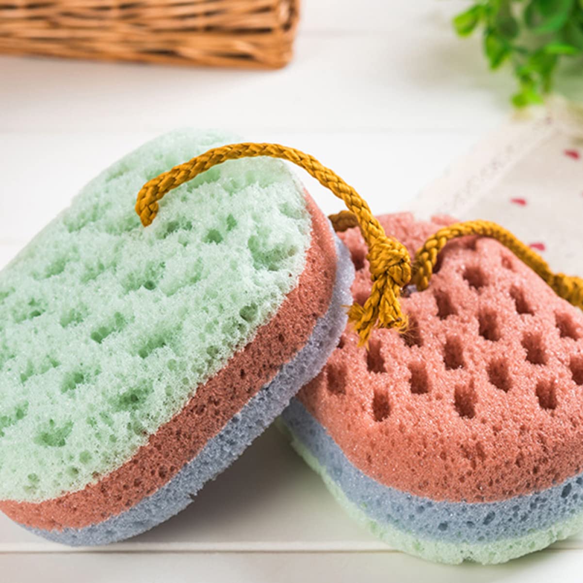 FRCOLOR 6pezzi Spugne Da Bagno Esfolianti Spugne Per Doccia Morbide e Sicure Per La Attrezzi Per Bagno Massaggio e Rimozione Della Morta