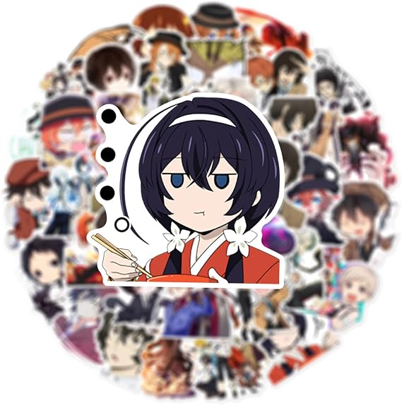 50Pcs Cartoon Bungo Stray Dogs Stickers for Kids, Cute Classic Anime Stickers for Teen Girl Adult Water Bottle, Skateboard, Phone, Laptop, Bicycle, Travel Case, Guitar, Helmet (Bungo Stray Dogs)