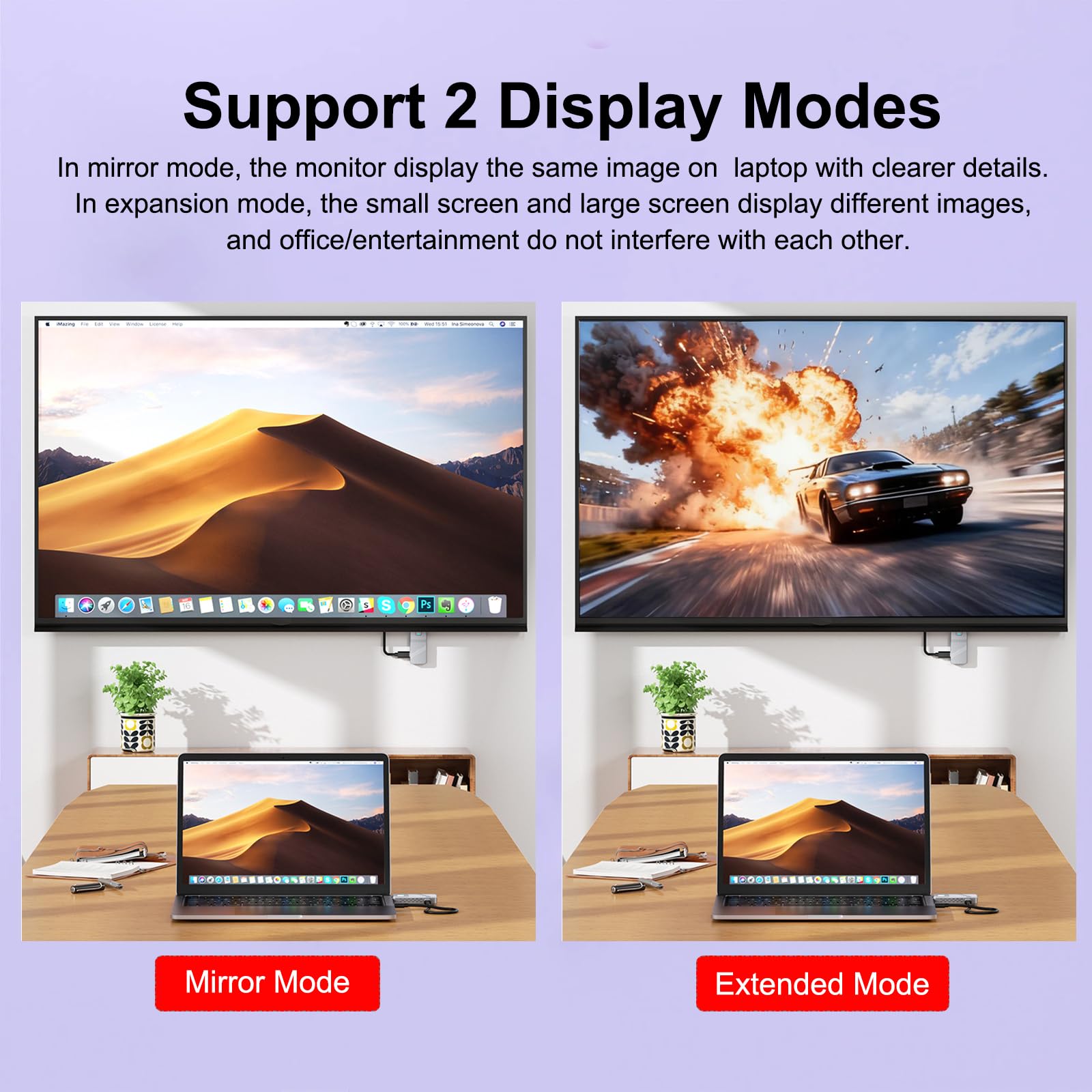 HDMI Transmisor y Receptor inalámbrico, Extensor HDMI de 165FT/50m, decodificación 4K y Salida 1080P, portátil Plug&Play de 5G+2.4G para transmitir Video y Audio a un Monitor Desde Laptop/PC/TV Box