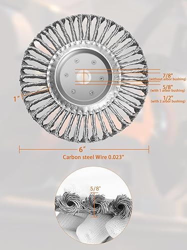 Vista 38 de Cepillo de rueda de alambre de banco de 6 pulgadas, alambre de acero prensado grueso, 0.012 pulgadas con eje de 5/8 pulgadas para amoladora de banco