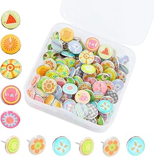 100 Pcs Creative Fashion Push Pins Decorative Thumbtacks Colorful Drawing Pins Metal Thumb Tacks for Bulletin Cork Board Photos Wall Maps