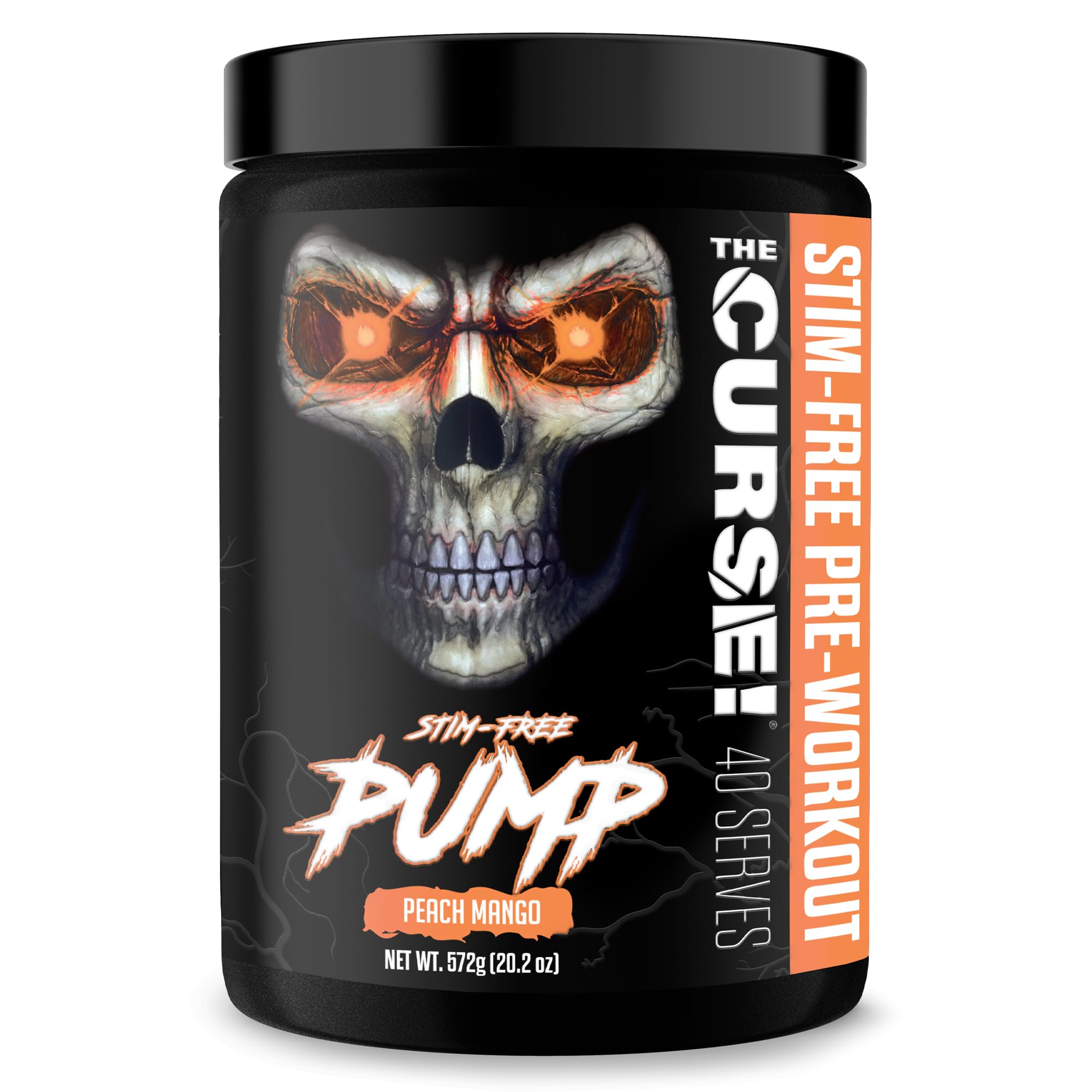 JNX SPORTS The Curse! Pump – Stim-Free Pre-Workout | Peach Mango 40 Serves | Caffeine-Free Pump Pre Workout, Non-Stim Nitric Oxide Preworkout for Men & Women