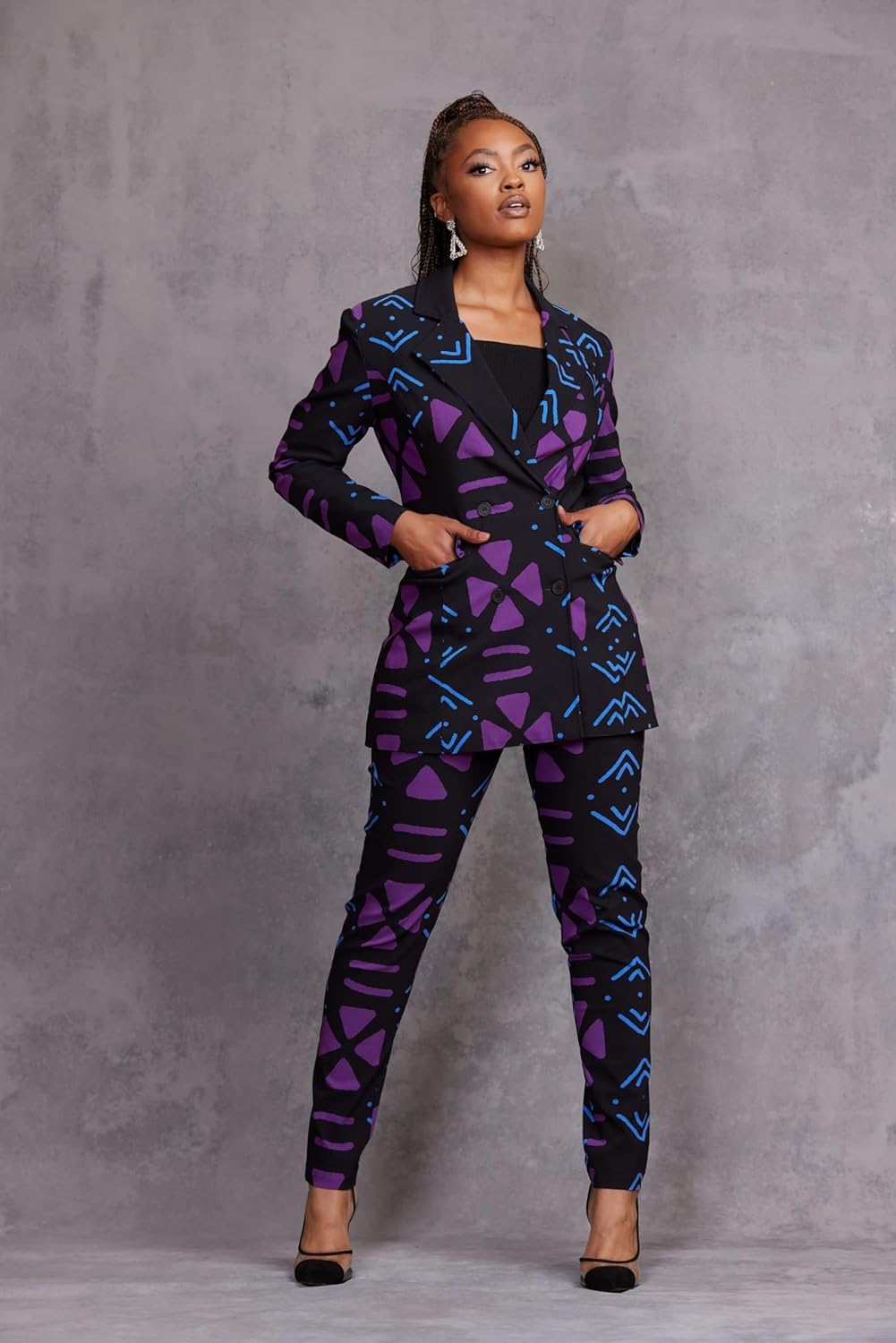 D'IYANU | African Blazer or Pants Suit for Women – Elegant African Attire – Stretch Jacket or Pants – Regular & Plus Sizes