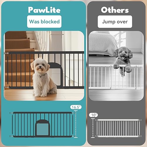 Miniatura 3 de No Pawblems Puerta para perros con puerta pequeña para mascotas, puerta de metal ajustable de 16"-42.7" para perros pequeños para pasar por encima,