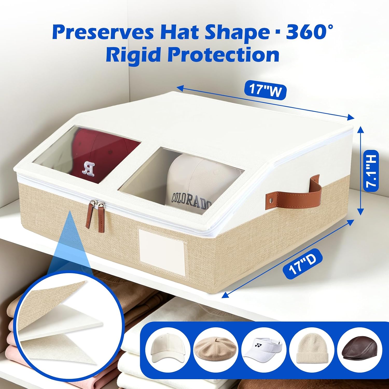 Stackable Hat Storage for Baseball Caps -Holds Up to 24 Caps