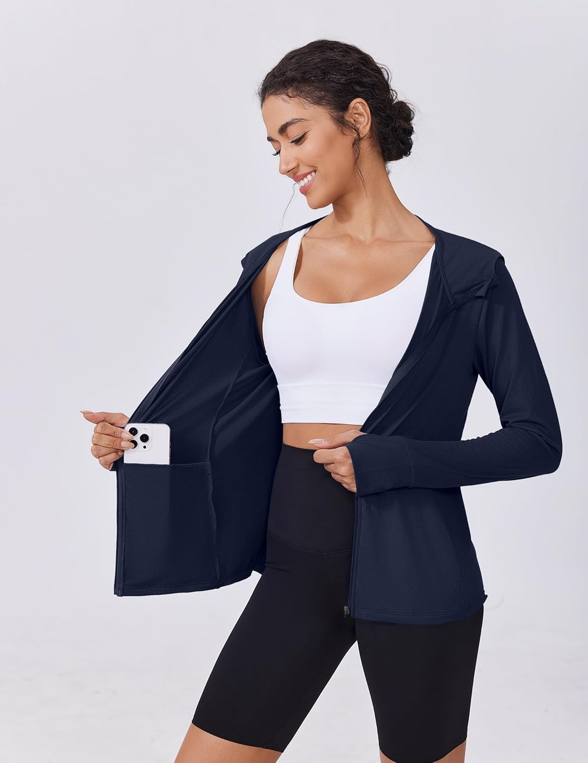 PINSPARK Women's UPF 50+ Sun Protection Hoodie Jacket Lightweight Full Zip Athletic Jacket Long Sleeve Shirt with Pockets - Image 6