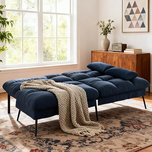 Miniatura 7 de COMHOMA Sofá cama convertible, sofá de tela de 68 pulgadas con respaldo ajustable, sofá biplaza reclinable, sofá cama, muebles de sala de estar,