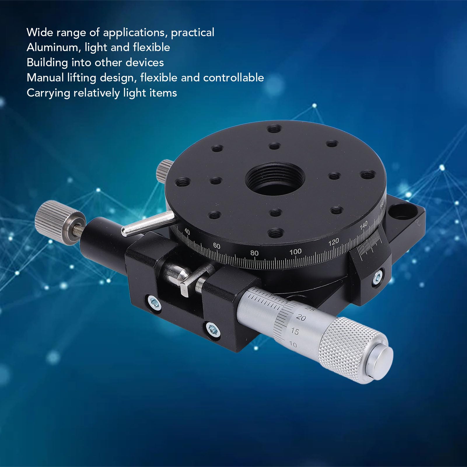 Manual Optical Linear Stage Worktable, Light Material Flexible Lifting High Accuracy 360 Degree L Axes Fine Tuning for RSP60